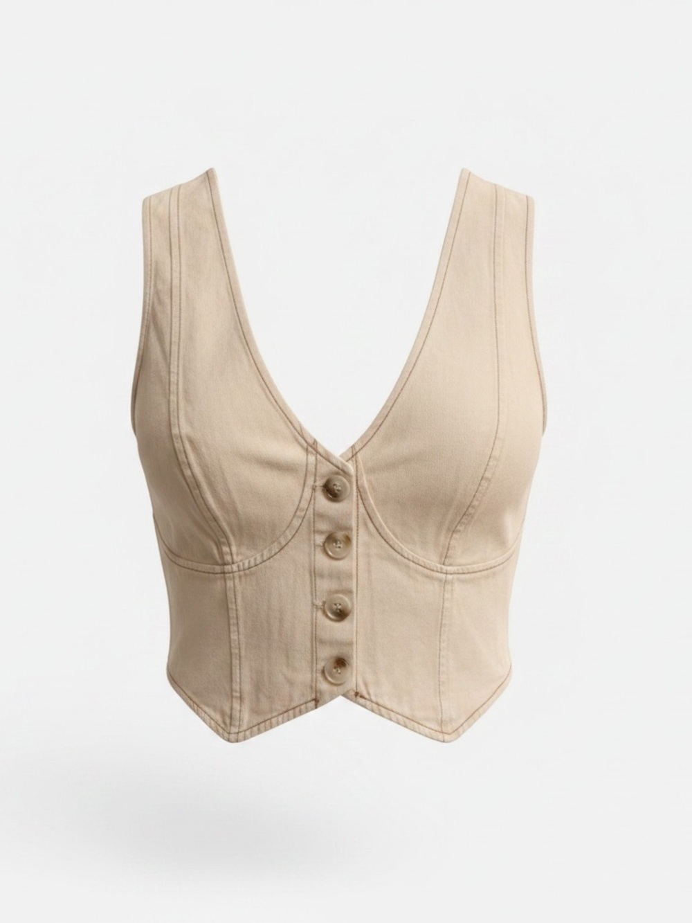 Le Lis - NWT - Cream Button-Front Crop Vest